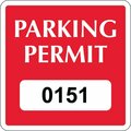 Lustre-Cal Repositionable Parking Permit Dark Red 2in x 2in  Square Serialized 151-200, 50PK 253749Py1RdSq0151